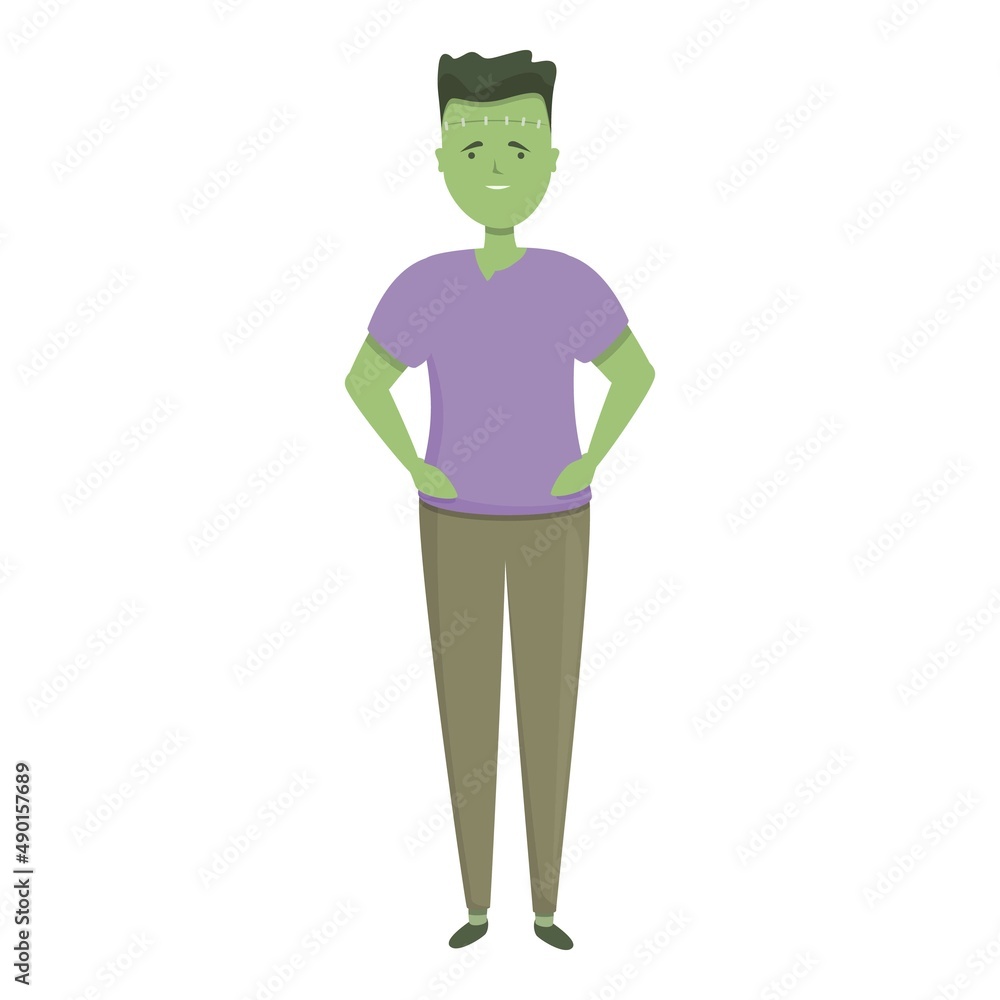 Green zombie icon cartoon vector. Halloween costume. Cute kid