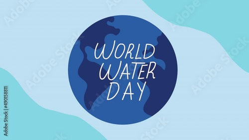 world water day lettering in earht planet photo