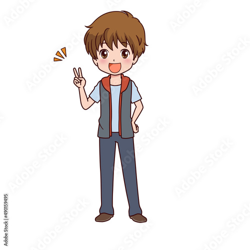 さまざまなポーズの男の子のイラスト