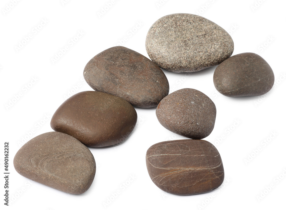 Group of different stones on white background Group of different stones on white background