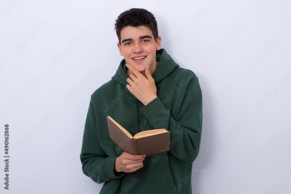 isolated boy with book on white background isolated boy with book on white background