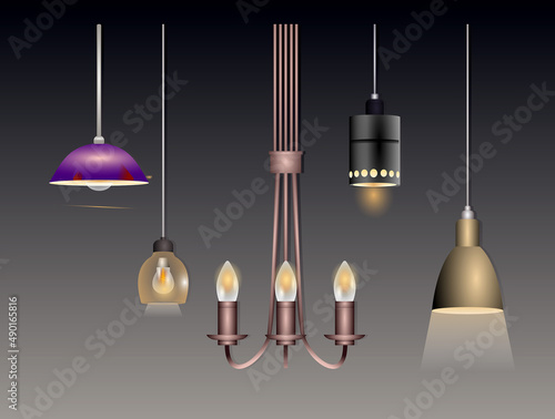 realistic hanging decorative latern lamps, lamp light candelier bulbs, lamp studio lights