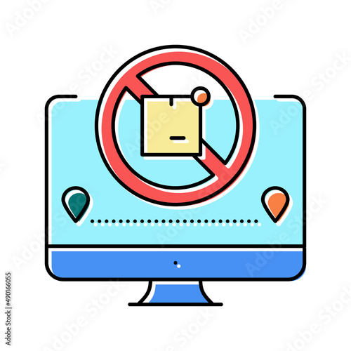 undelivered parcel status color icon vector illustration