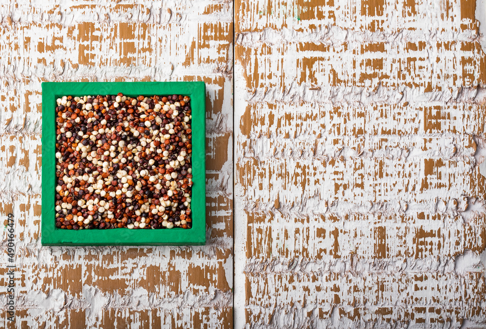 Quinoa mix in the square bowl - Chenopodium quinoa