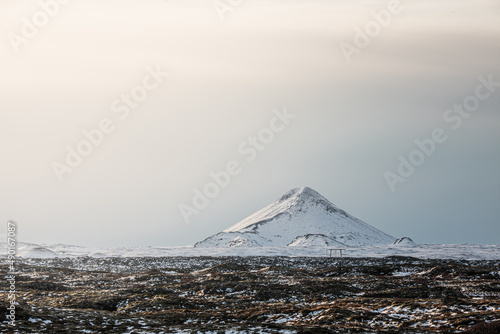 Beautiful shot of a Keilir mountain peak in Reykjavik.