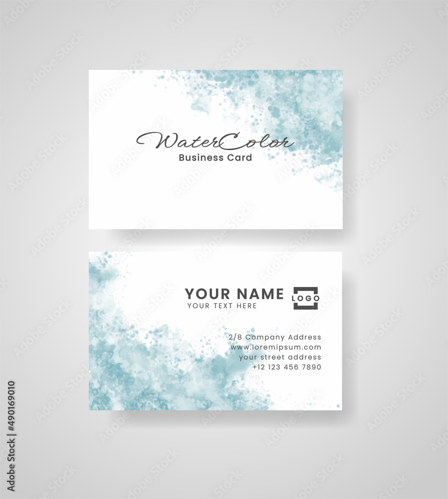 Abstract splashed watercolor business card