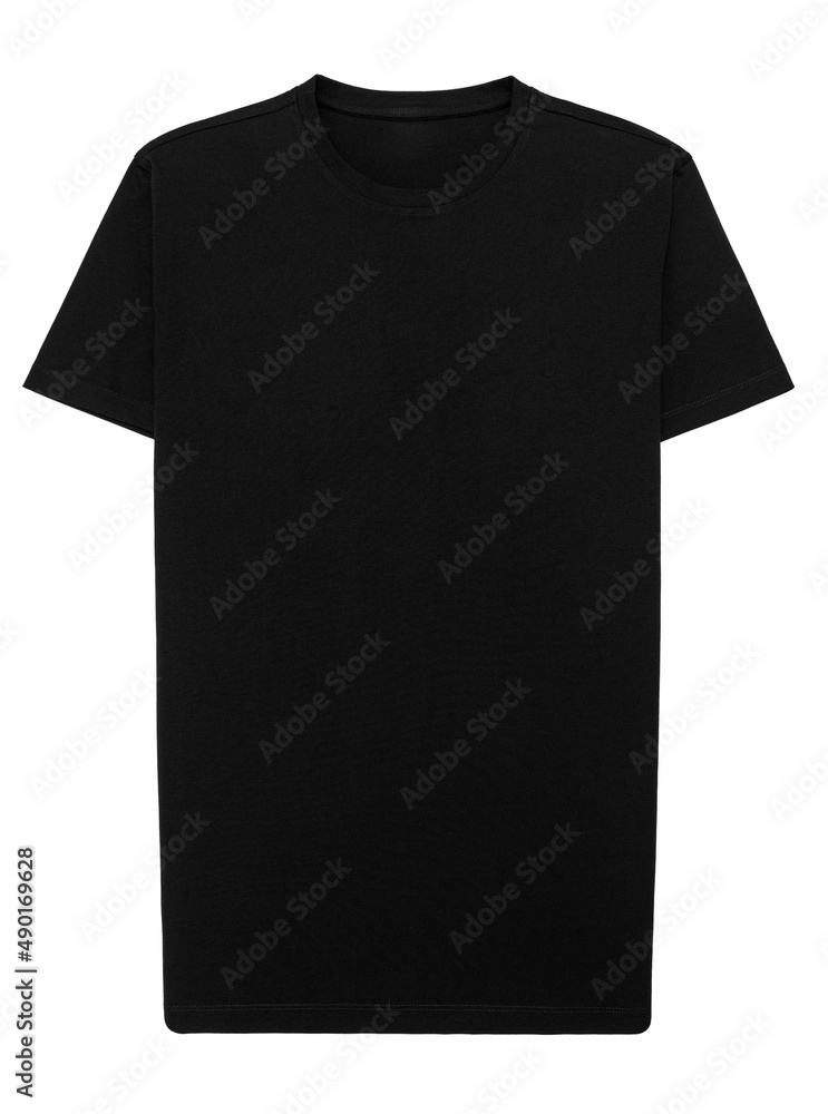 Black t-shirts isolated on white background with clipping path