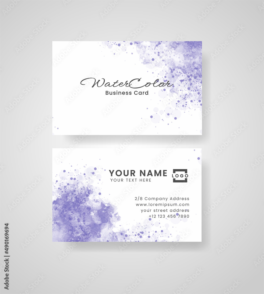 Abstract splashed watercolor business card