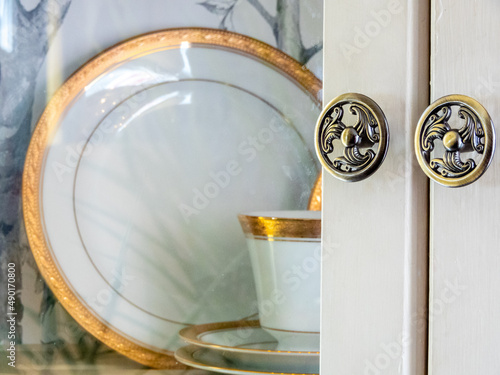 china cabinet close up with cool knobs