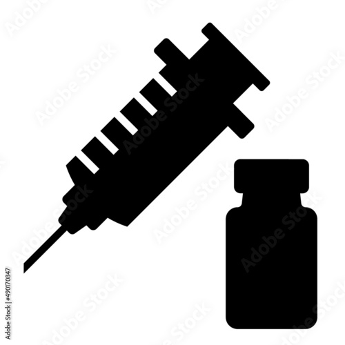 syringe and vaccine vial vector silhouette