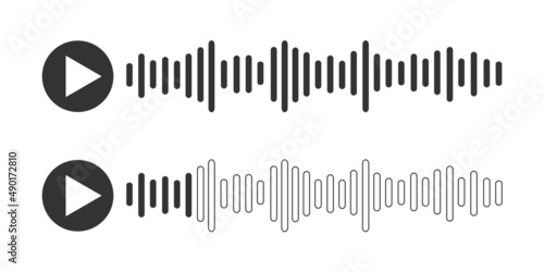 Voice message icons. Audio chat, radio, podcast interface with speech or sound waves isolated on white background. Vector graphic illustration.