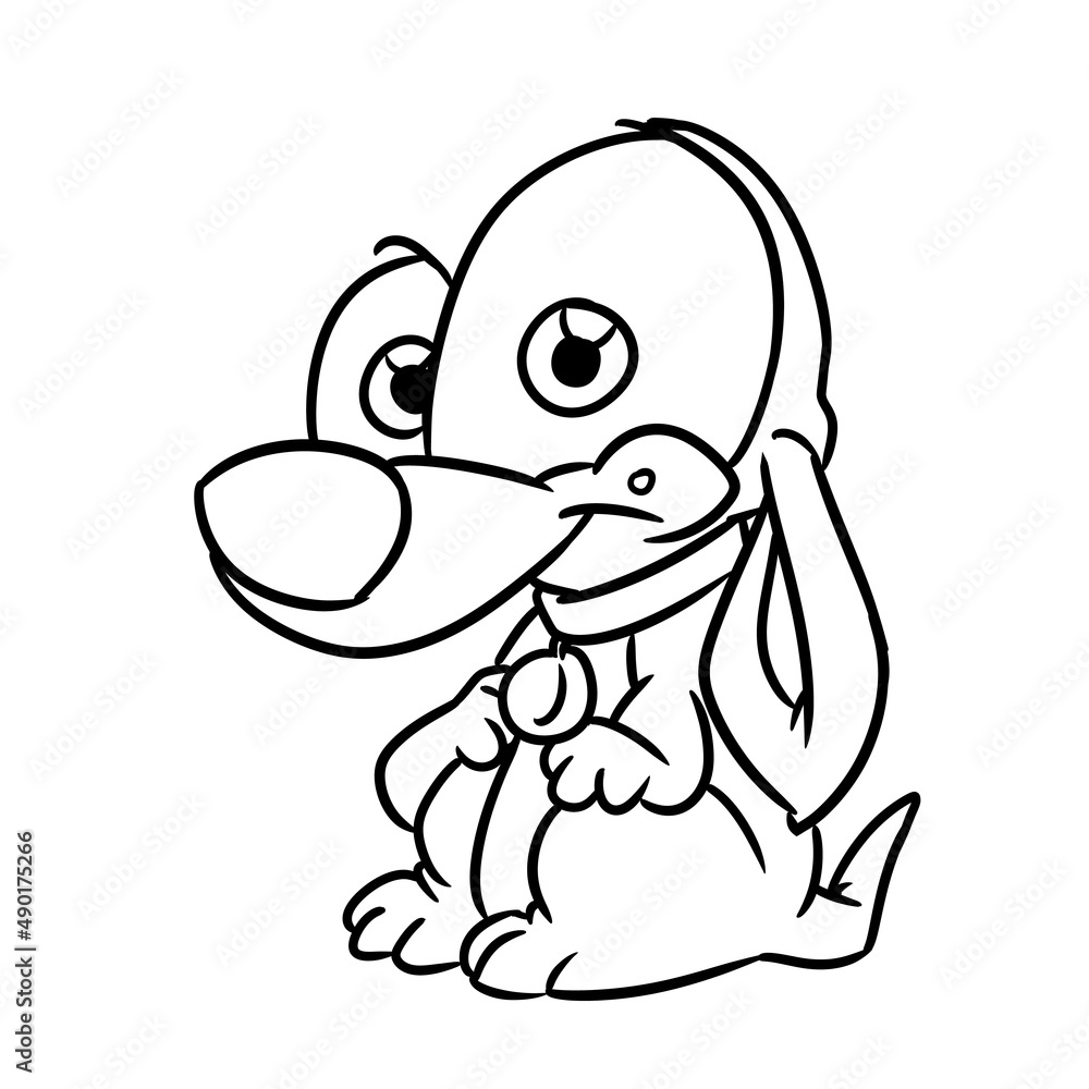Obraz premium Funny little puppy big eyes animal character illustration cartoon coloring