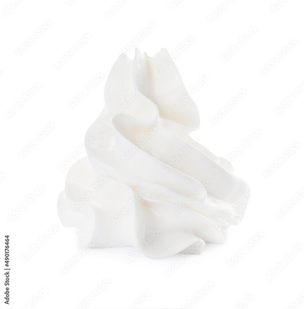 Delicious whipped cream swirl isolated on white Delicious whipped cream swirl isolated on white