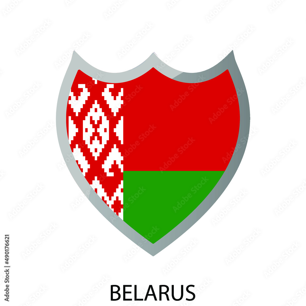 Flat shield flag of Belarus icon. Simple isolated button. Eps10 vector illustration. Flat shield flag of Belarus icon. Simple isolated button. Eps10 vector illustration.
