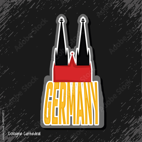 Cologne landmark with the colors of the German flag Vector