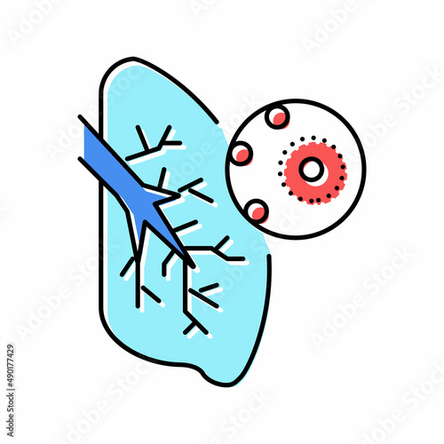 infection and virus of lungs color icon vector illustration