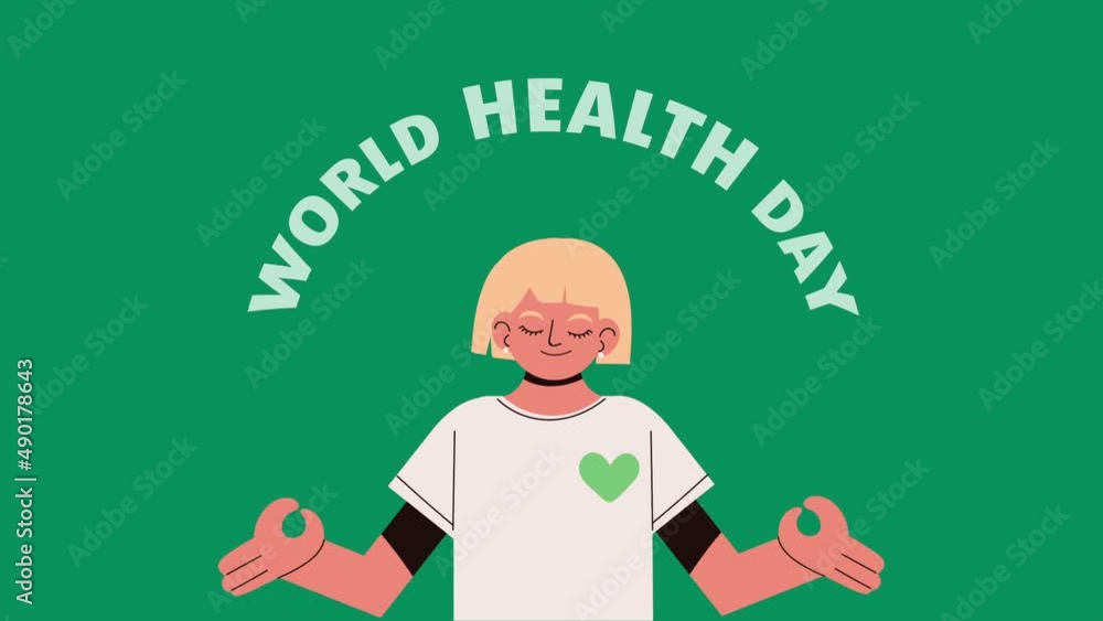 world health day lettering and blond woman world health day lettering and blond woman