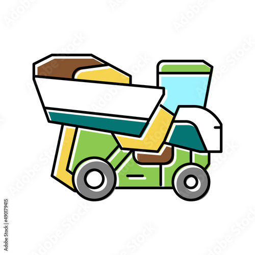 harvester tractor for olives color icon vector illustration