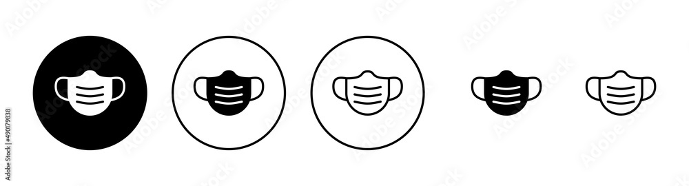 Mask icons set. Medical mask sign and symbol. Man face with mask icon. Safety breathing mask Mask icons set. Medical mask sign and symbol. Man face with mask icon. Safety breathing mask