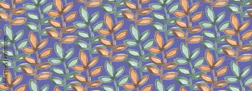 Seamless watercolor turquoise and gold leaves pattern vector, veri peri background