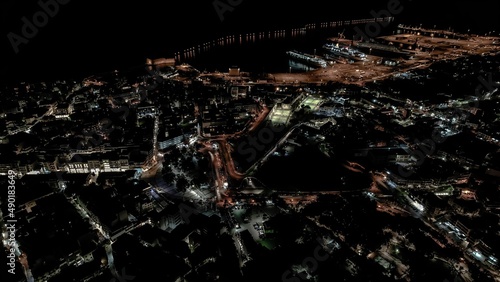 Fototapeta Naklejka Na Ścianę i Meble -  Aerial night photo in Heraklion of Crete in Greece
