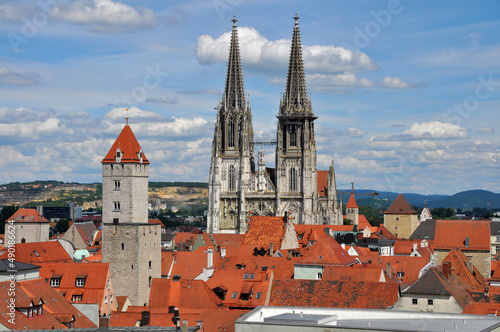 Panoramic view over bavarian city Regensburg, Germany photo