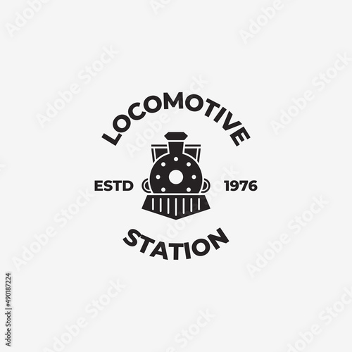 Simple Vintage Train locomotive logo vector illustration