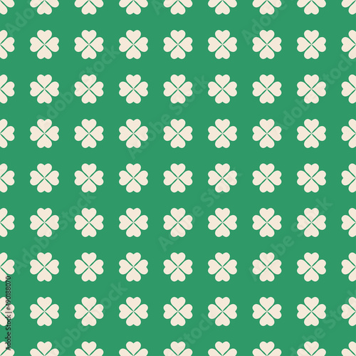 St Patrick's Day seamless pattern. Four-leaf clover geometric pattern. Design for wrapping, decoration. Vector illustration