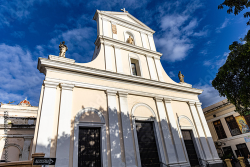 Low angle view of the Catedral Metropolitana Basiliica de San Juan BautistaSan Juan, Puerto Rico) photo