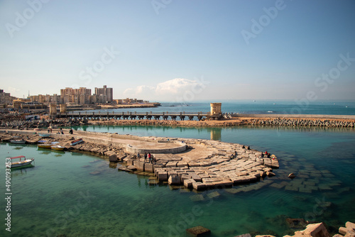 Citadel of Qaitbay in Alexandria, Egypt on a sunny day photo