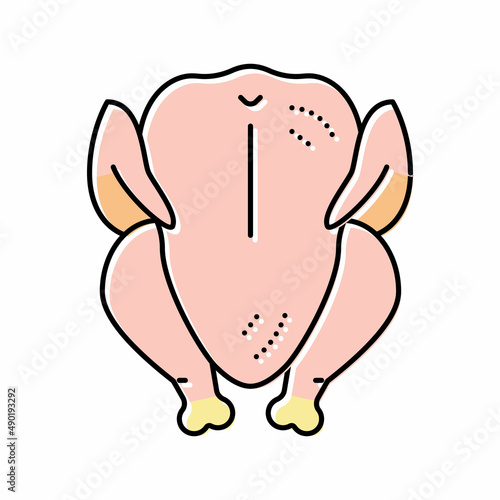 whole broiler chicken color icon vector illustration