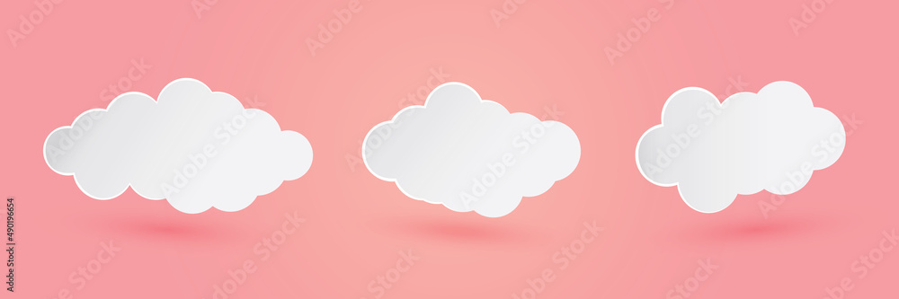 cloud in paper style, bubble speech collection cloud in paper style, bubble speech collection