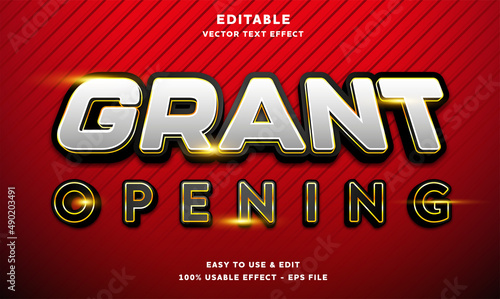 grant opening editable text effect with modern and simple style, usable for logo or campaign title