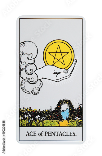 Quadro su tela Ace of Pentacles isolated on white. Tarot card