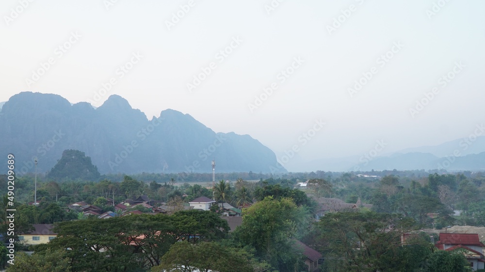 View of Vang Vieng City, Laos
