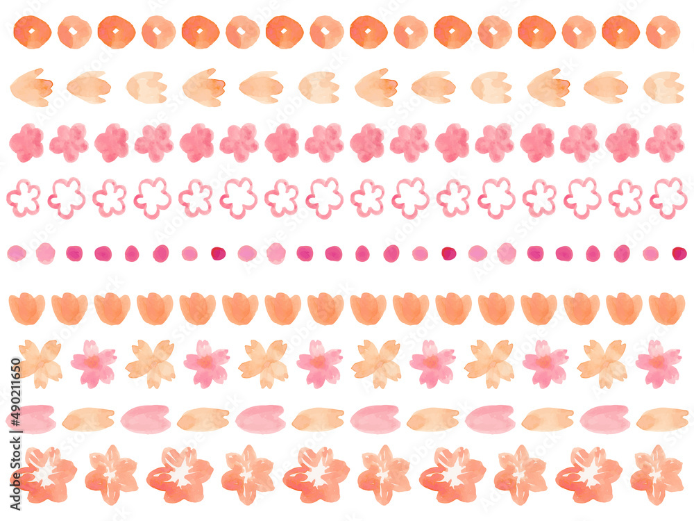 ピンクと桜のベクターラインセット
