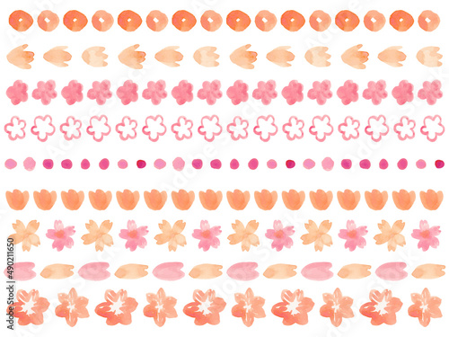 ピンクと桜のベクターラインセット