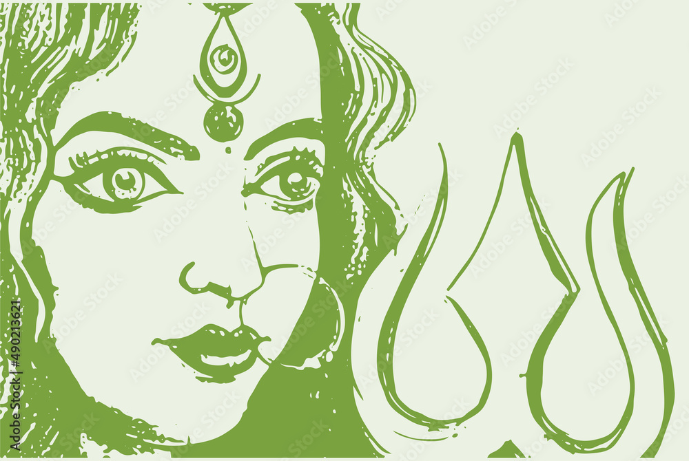 Pencil Sketch Of Maa Durga - Desi Painters-saigonsouth.com.vn