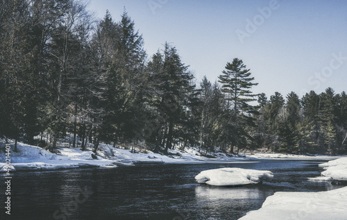 Closeup of a river in Dorwin Falls, Rawdon, QC photo