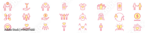 Volunteering icons set. Outline set of volunteering vector icons for web design isolated on white background