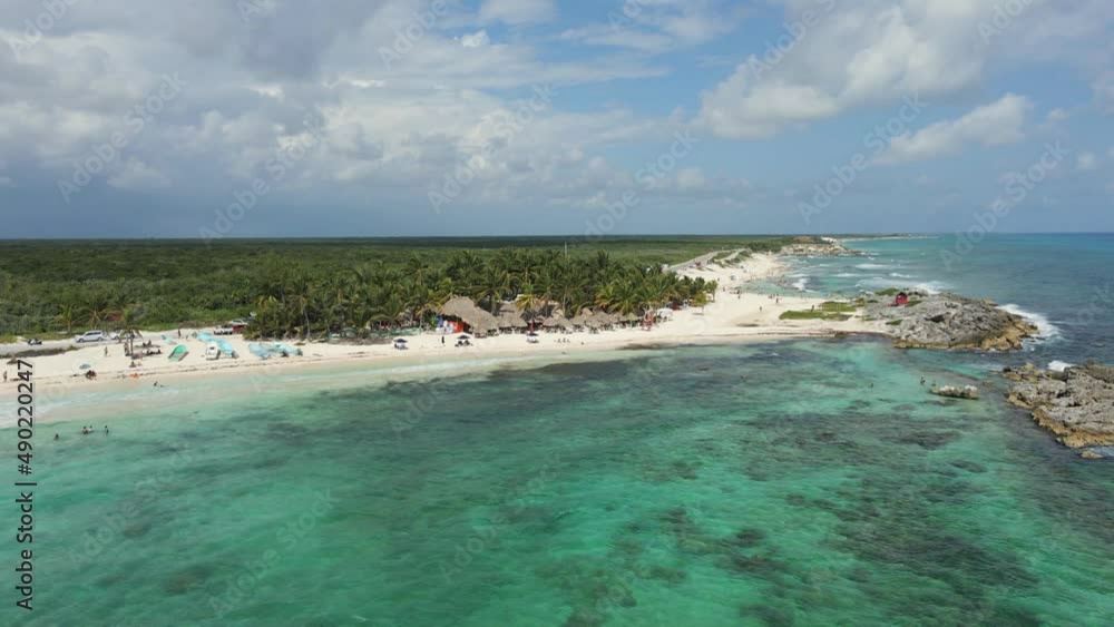 Chen Rio Beach on Cozumel Island in Mexico. Aerial View Chen Rio Beach on Cozumel Island in Mexico. Aerial View