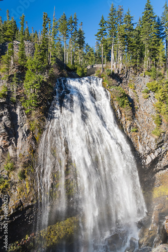 Vertical shot of Narada Falls in Mount Rainier National Park, in the U.S. state of Washington photo