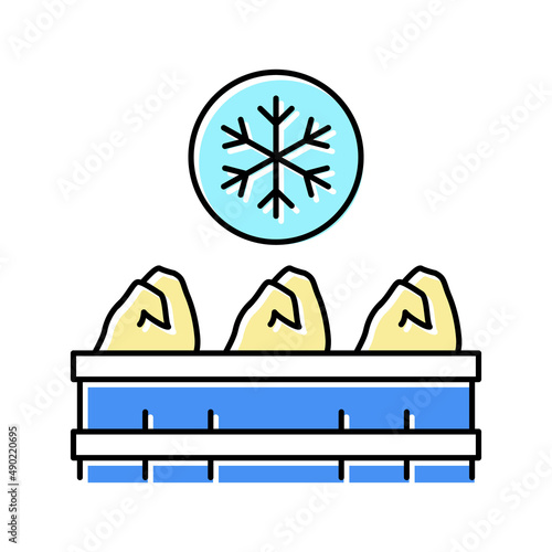 frozen chicken carcass meat color icon vector illustration