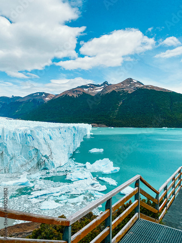 Vertical shot of Los Glaciares National Park in Argentina under a cloudy sky photo