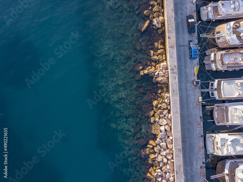 Beautiful landscape from high above Alimos yacht marine harbor photo