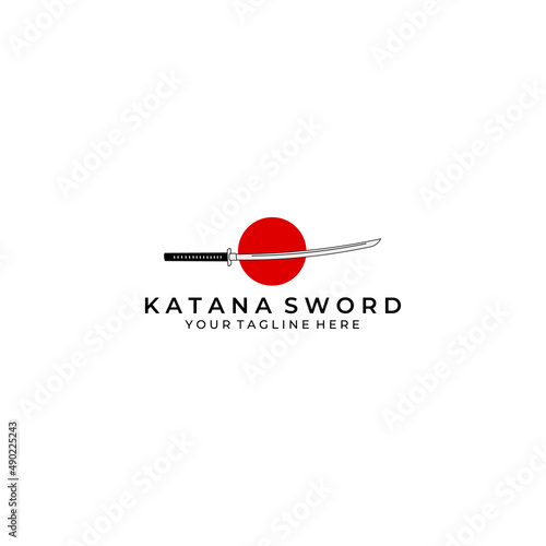 katana sword logo design vector illustration art samurai traditional ninja culture japanese fighter battle war asian