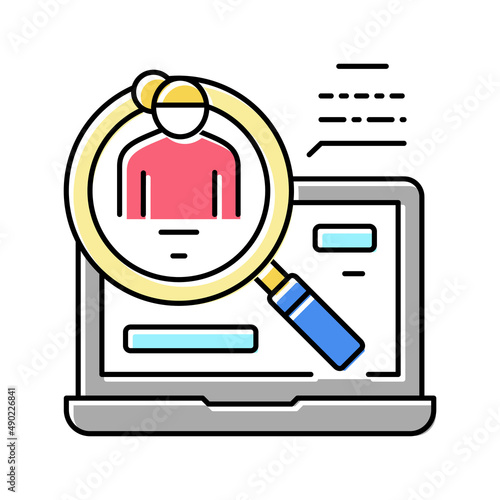 search babysitter in internet color icon vector illustration
