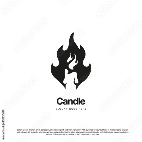 Fire candle logo template vector illustration