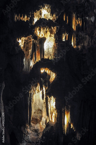 Details of stalactites within Jenolan Caves, near Sydney, Australia photo