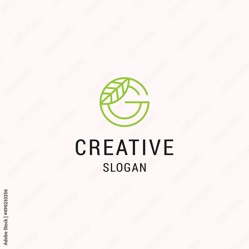 Letter g leaf logo icon flat design template 